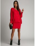 Multifunctional dress/tunic/blouse with batwing sleeves 3 in 1 red FG632